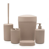 Set accessori bagno appoggio scopino e pattumiera tortora in plastica Ring