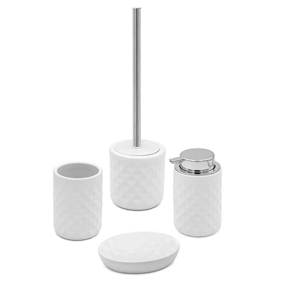 Set accessori bagno bianco da appoggio dispenser e portaspazzolini in ceramica Cristal