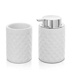 Set accessori bagno bianco da appoggio dispenser e portaspazzolini in ceramica Cristal