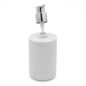 Set accessori bagno dispenser e portaspazzolini bianco in resina effetto pietra Matera