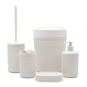 Set accessori bagno dispenser e portaspazzolini da appoggio beige in plastica Ring