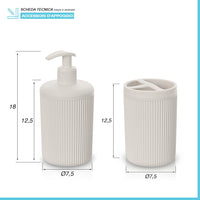 Set accessori bagno dispenser e portaspazzolini da appoggio beige in plastica Ring