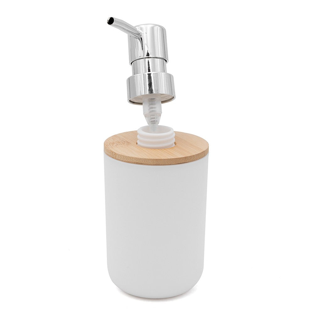 Set accessori bagno dispenser e portaspazzolini da appoggio bianco abs e bambù Surf