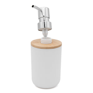 Set accessori bagno dispenser e portaspazzolini da appoggio bianco abs e bambù Surf