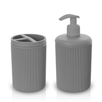 Set accessori bagno dispenser e portaspazzolini da appoggio grigio in plastica Ring