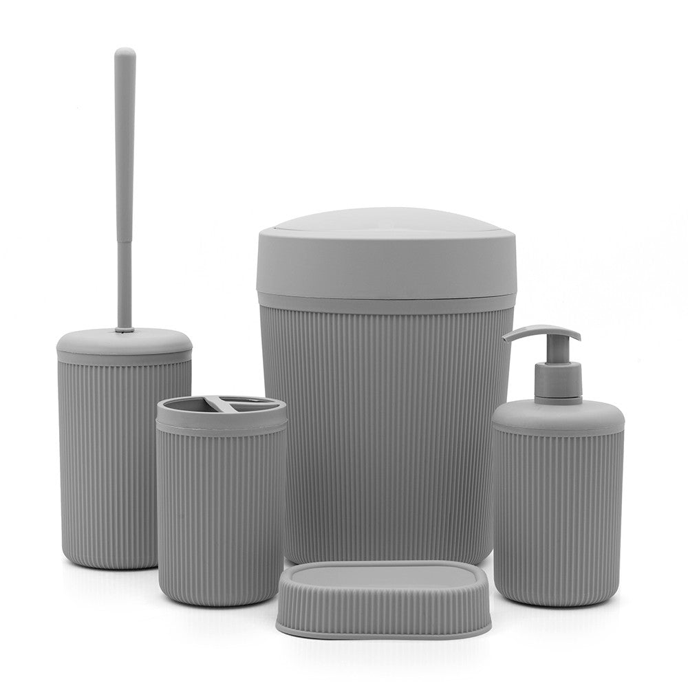 Set accessori bagno dispenser e portaspazzolini da appoggio grigio in plastica Ring