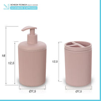 Set accessori bagno dispenser e portaspazzolini da appoggio rosa in plastica Ring