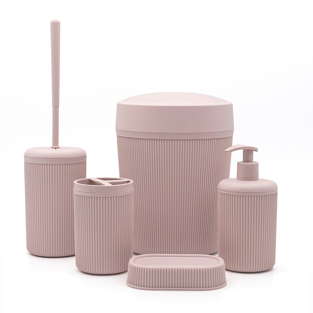 Set accessori bagno dispenser e portaspazzolini da appoggio rosa in plastica Ring