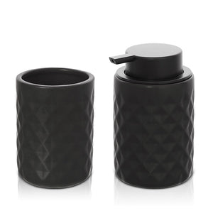 Set accessori bagno nero da appoggio dispenser e portaspazzolini in ceramica Cristal