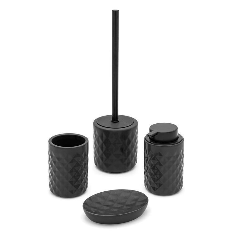 Set accessori bagno nero da appoggio dispenser e portaspazzolini in ceramica Cristal