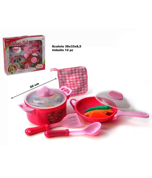 Set Accessori Cucina Con Pentole Padelle E Coperchi Grandi Gioco Per Bambine         