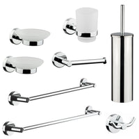 Set 8 Accessori da Bagno in Acciaio Cromato e Vetro Satinato Bonussi