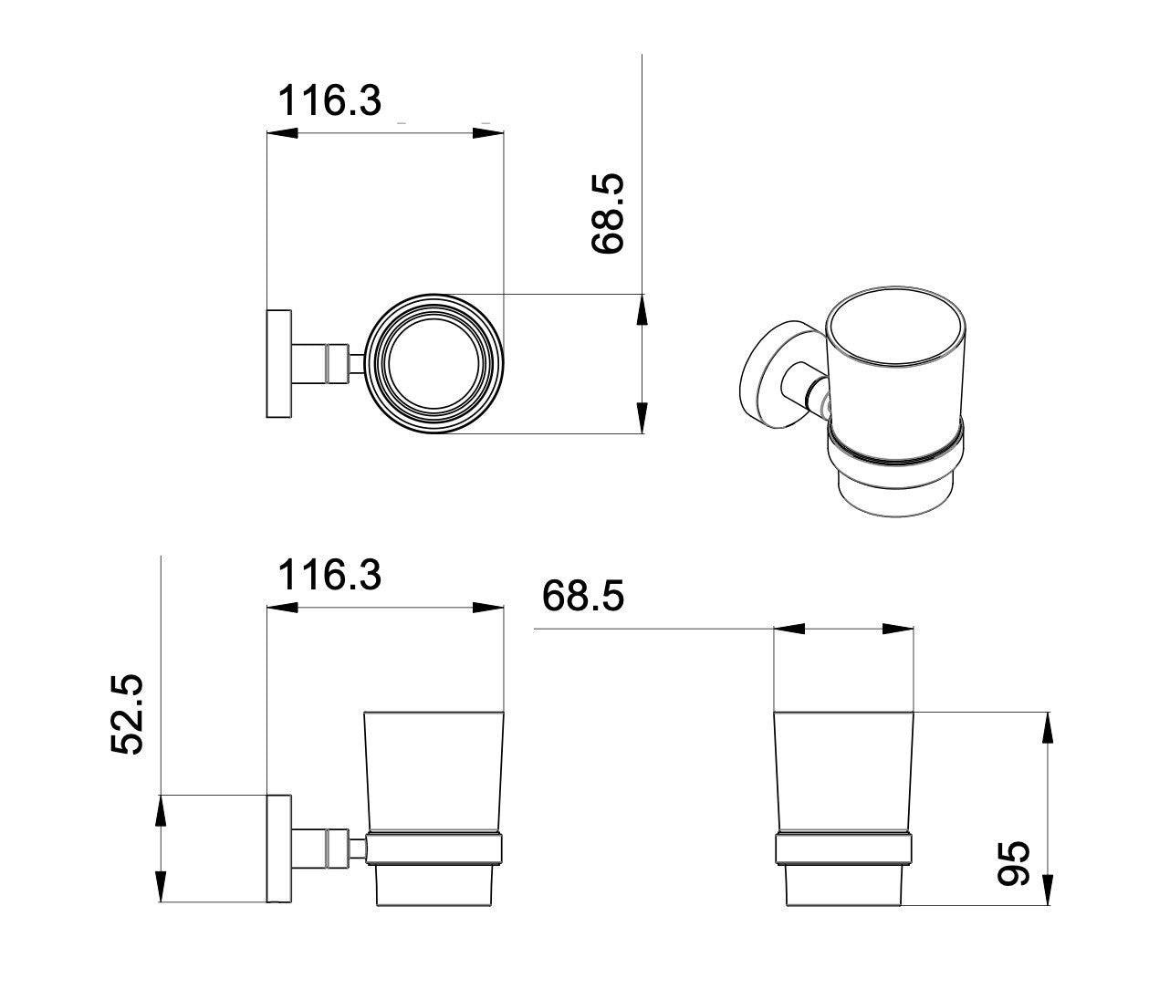 Set 8 Accessori da Bagno in Acciaio Cromato e Vetro Satinato Bonussi