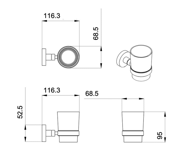 Set 8 Accessori da Bagno in Acciaio Cromato e Vetro Satinato Bonussi