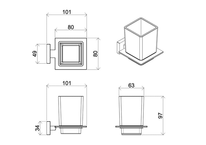 Set 8 Accessori da Bagno in Acciaio Cromato e Vetro Satinato Bonussi