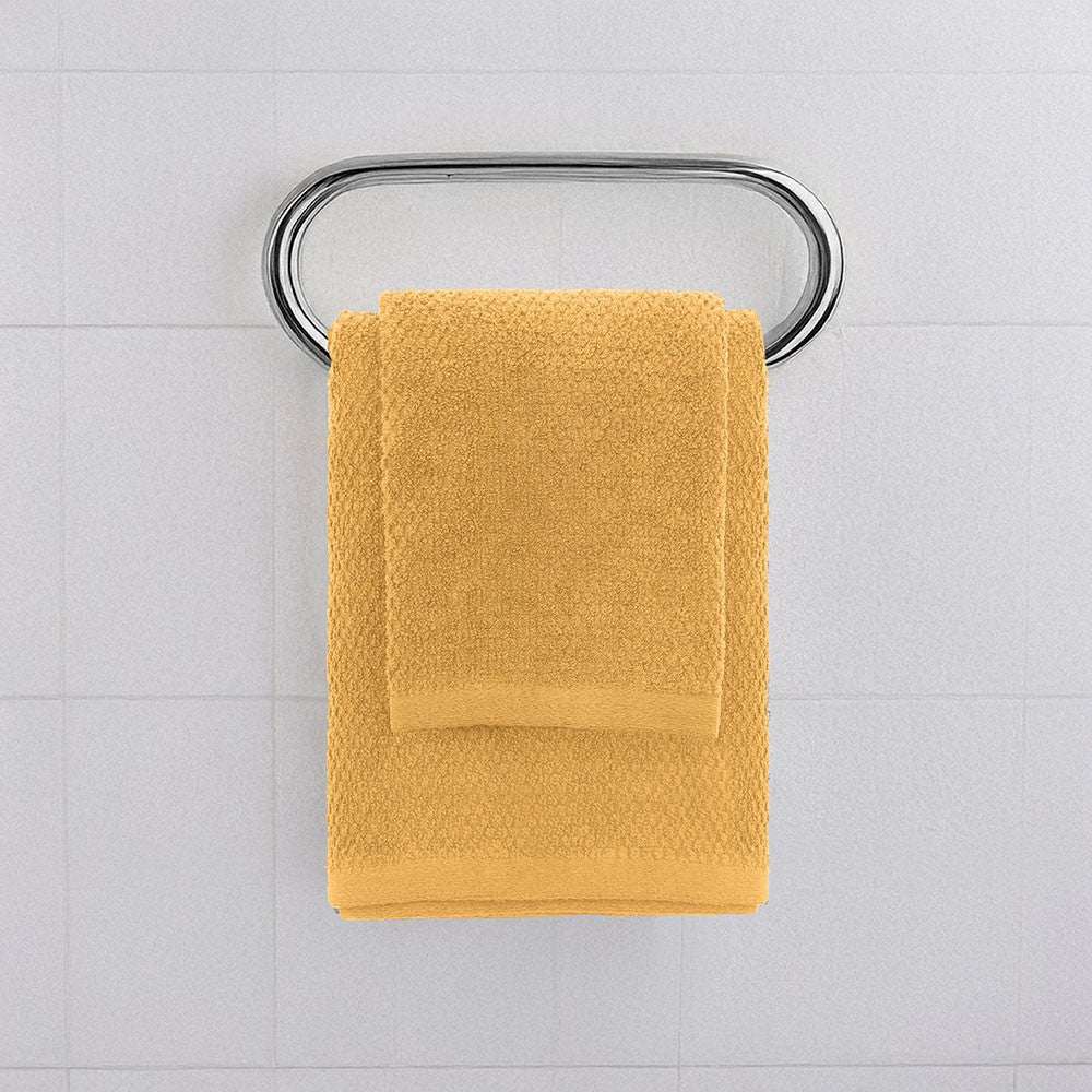 Set asciugamani bagno giallo per viso e ospite in cotone puro Spring