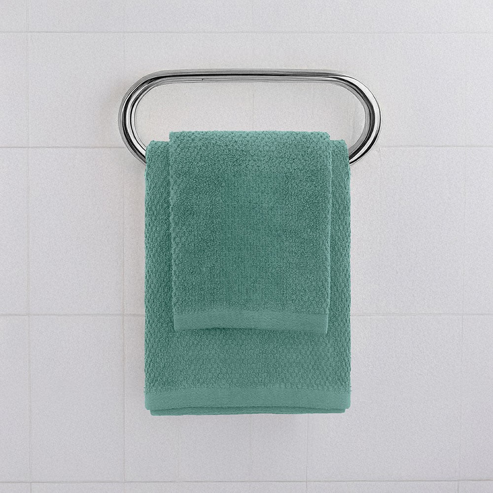 Set asciugamani bagno verde per viso e ospite in cotone puro Spring