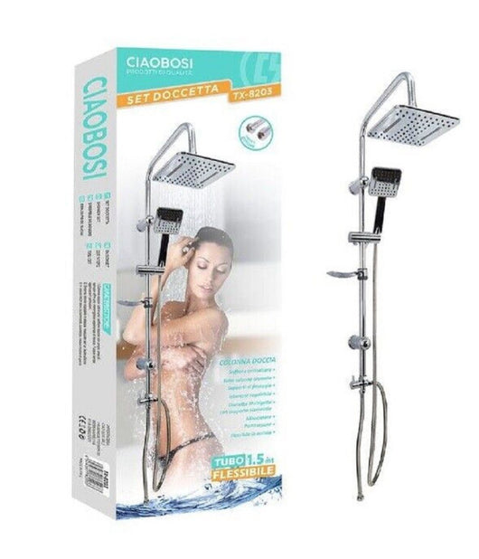 Set Bagno Colonna Doccia Saliscendi Cromato Rubinetto Soffione Doccetta Tx-8203         