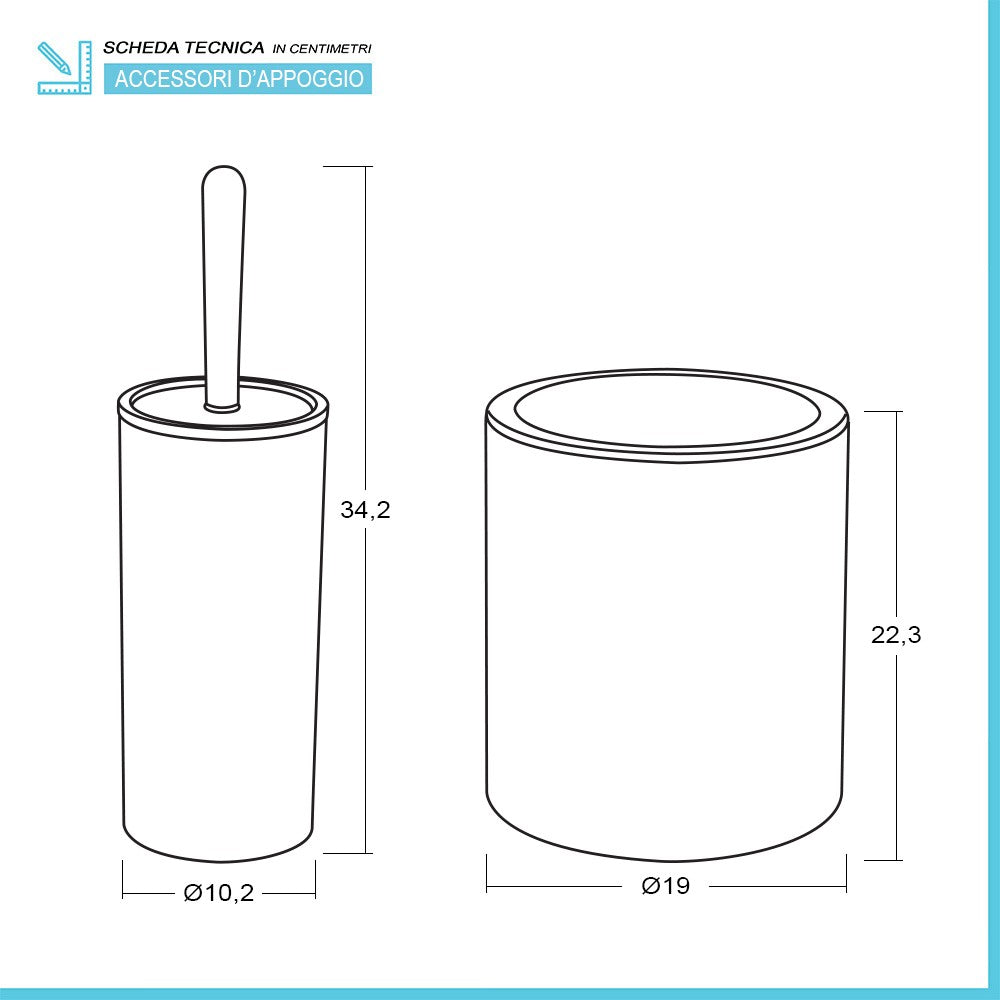 Set bagno da appoggio Blob in plastica liscia grigia con dettagli effetto legno