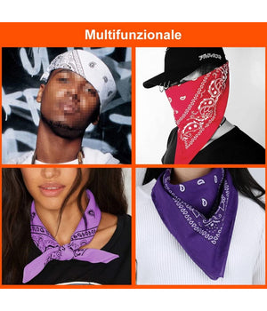 Set Bandana Vari Colori Per Capelli Collo Sciarpa Fazzoletti Da Taschino Cotone         