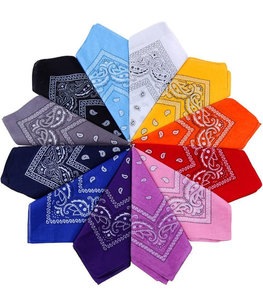 Set Bandana Vari Colori Per Capelli Collo Sciarpa Fazzoletti Da Taschino Cotone         