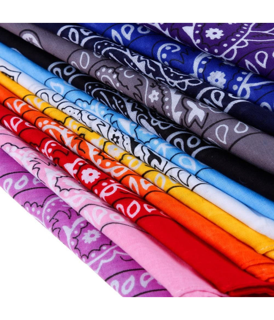 Set Bandana Vari Colori Per Capelli Collo Sciarpa Fazzoletti Da Taschino Cotone         