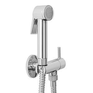 Set bidet incasso cromato con pulsante shut-off e supporto con rubinetto