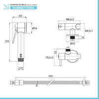 Set bidet incasso cromato con pulsante shut-off e supporto con rubinetto