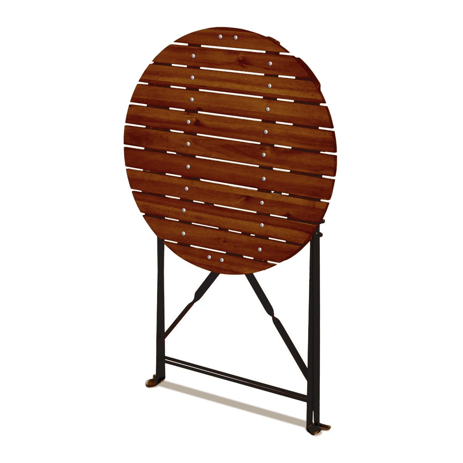 Avolio Bistrò - Set da giardino con tavolino e 2 sedie pieghevoli in acciaio e legno con finitura effetto teak. Bistrot set da esterno in stile retrò.