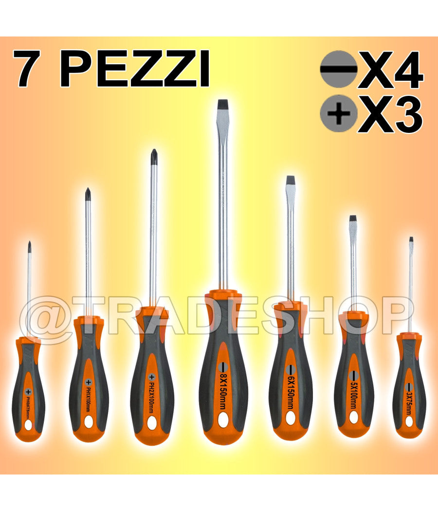 Set Cacciaviti Giraviti Kit 7 Pezzi 3 A Stella E 4 A Taglio Professionali         