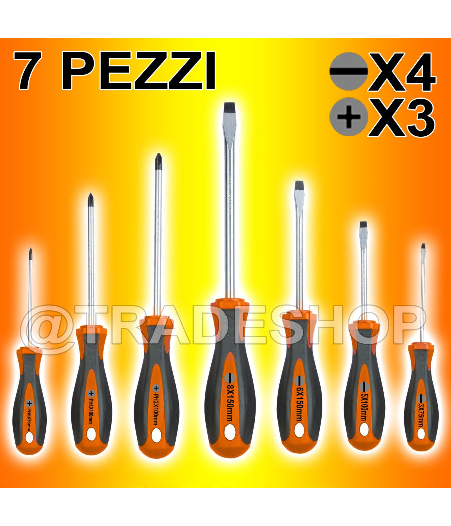 Set Cacciaviti Giraviti Kit 7 Pezzi 3 A Stella E 4 A Taglio Professionali         