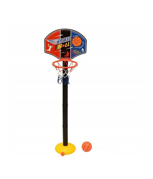 Set Canestro 115cm + Pallone Basket Con Rete Bambini Giocattolo Base Regolabile         