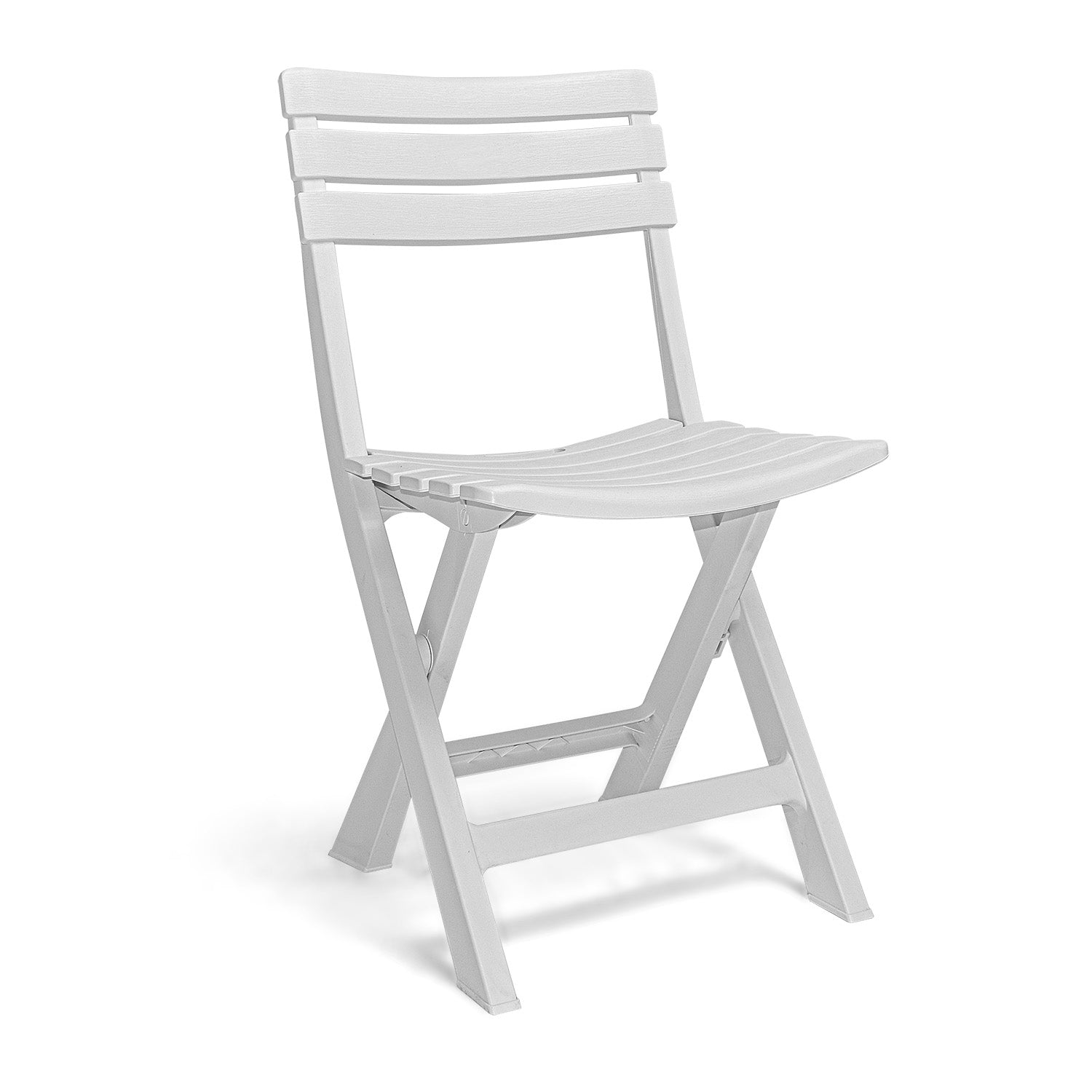 Club - Set da pranzo in resina con finitura effetto legno 3d. Set bistrot da esterno con 2 sedie pieghevoli + tavolo dogato 80x72x70H cm. Set da giardino bianco o antracite.