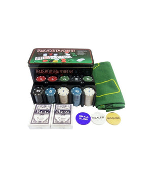 Set Cofanetto Poker Texas Holdem Fiches Chips Professionale Scatola Di Latta         