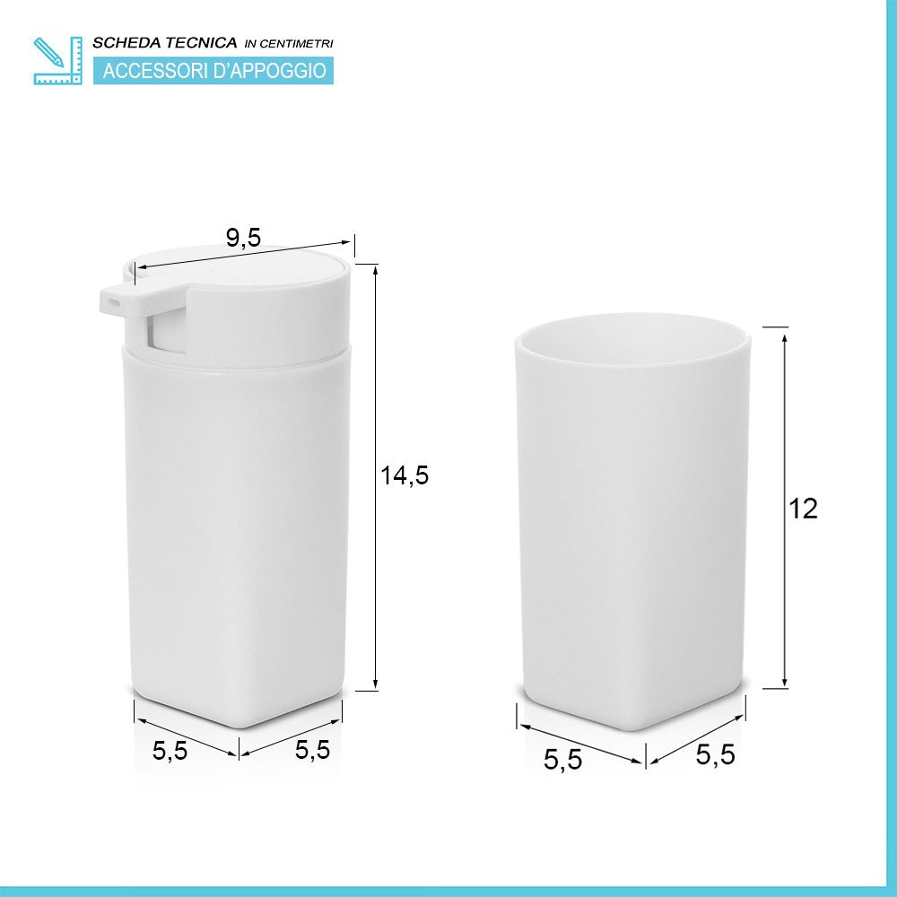 Set completo accessori bagno bianco in abs Tender