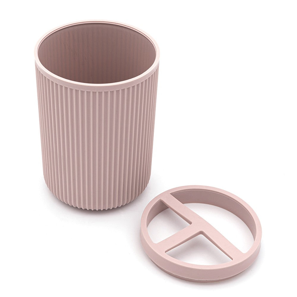 Set completo accessori bagno da appoggio 5 pezzi rosa in plastica Ring