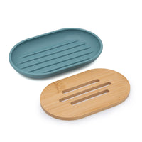 Set completo accessori bagno da appoggio acquamarina in abs e bamboo Surf