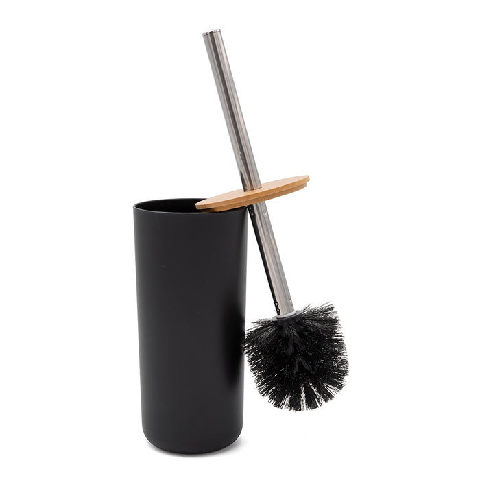 Set completo accessori bagno da appoggio in abs nero e bamboo Surf