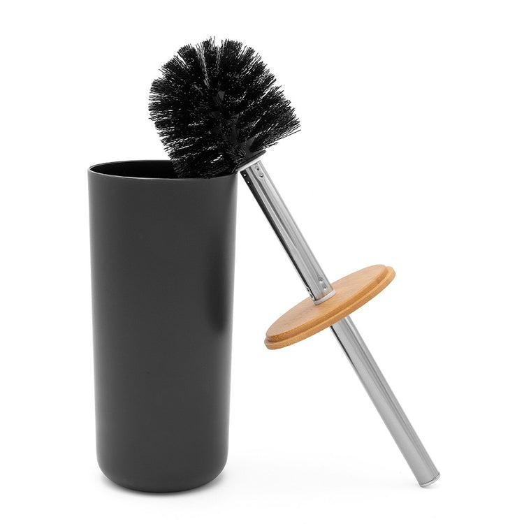 Set completo accessori bagno da appoggio in abs nero e bamboo Surf