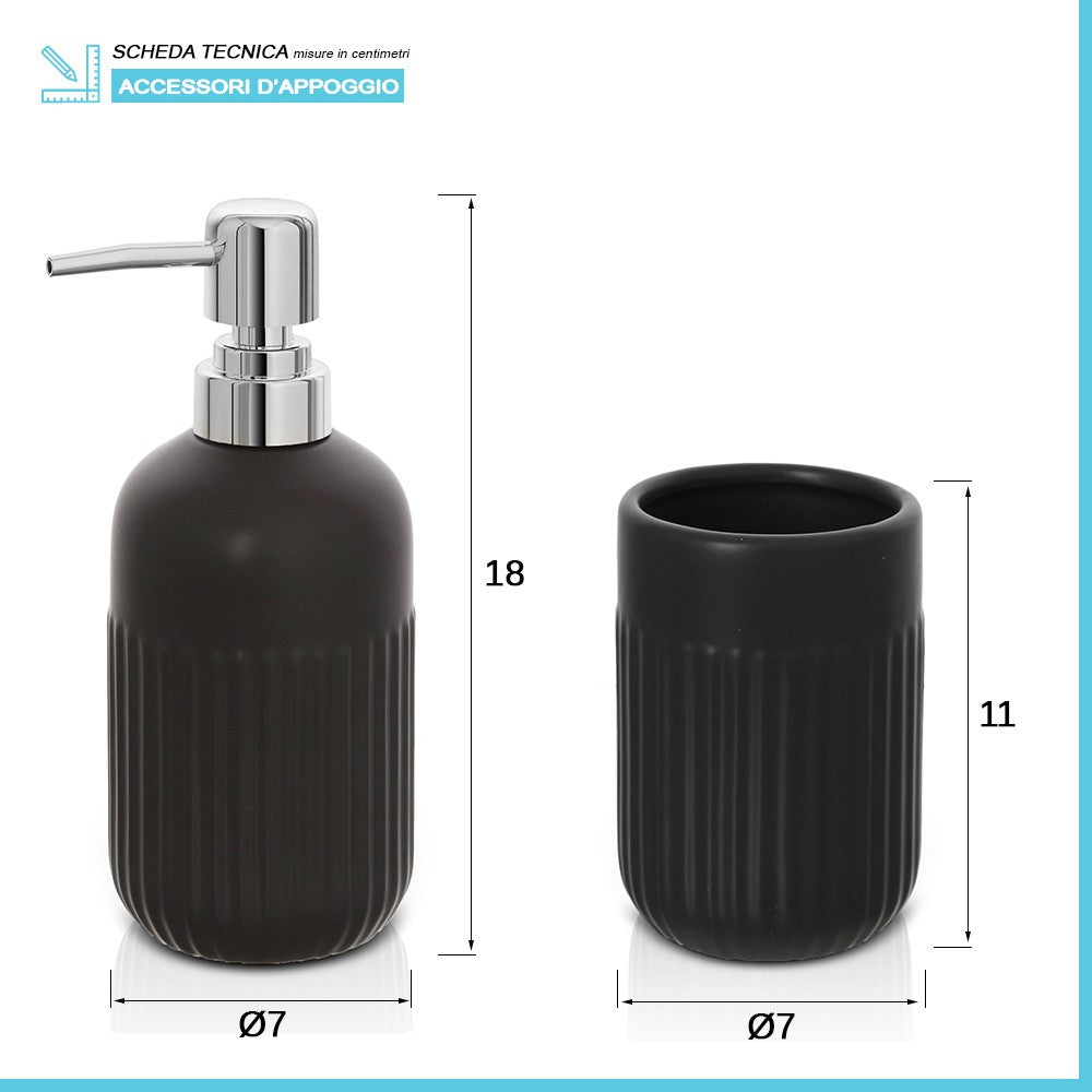 Set completo accessori bagno nero in ceramica Cup