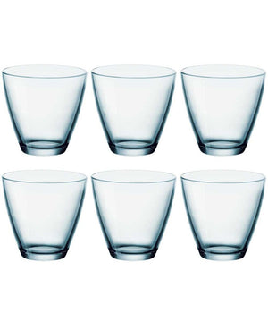 Set Da 6 Pezzi Bicchieri In Vetro Bicchiere Per Acqua Vino Bibite Blu 26 Cl         