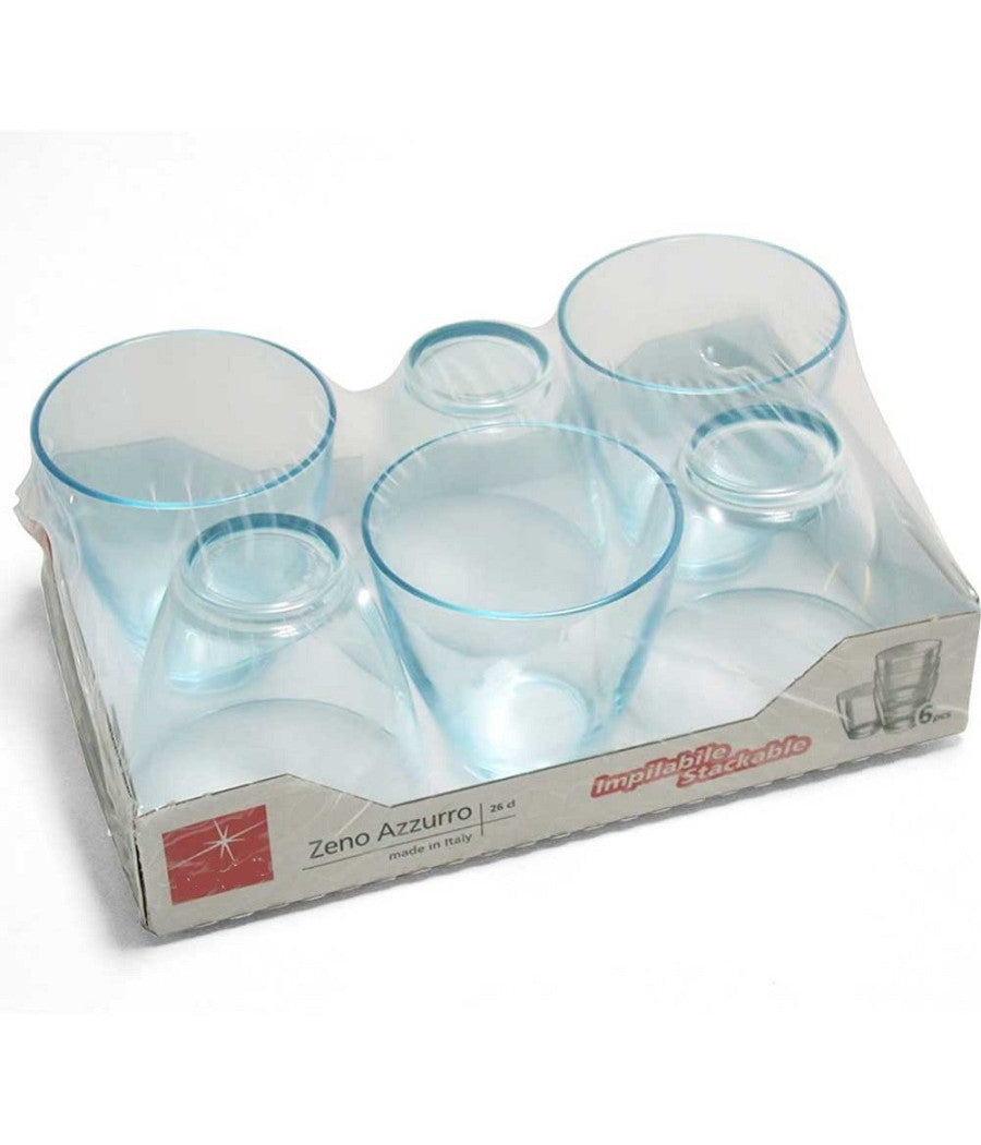 Set Da 6 Pezzi Bicchieri In Vetro Bicchiere Per Acqua Vino Bibite Blu 26 Cl         