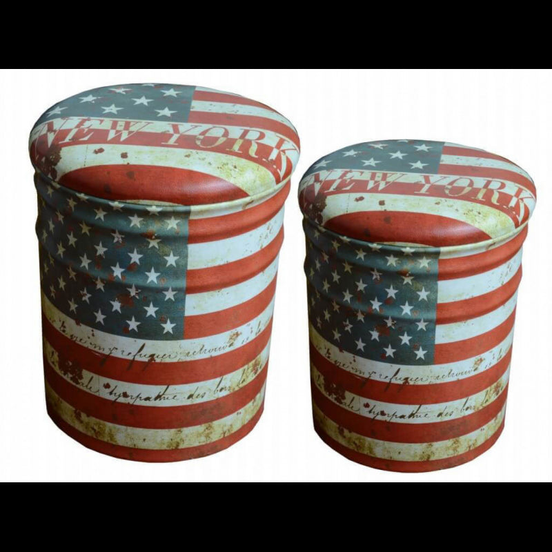 SET DI 2 POUF CONTENITORE TONDO USA