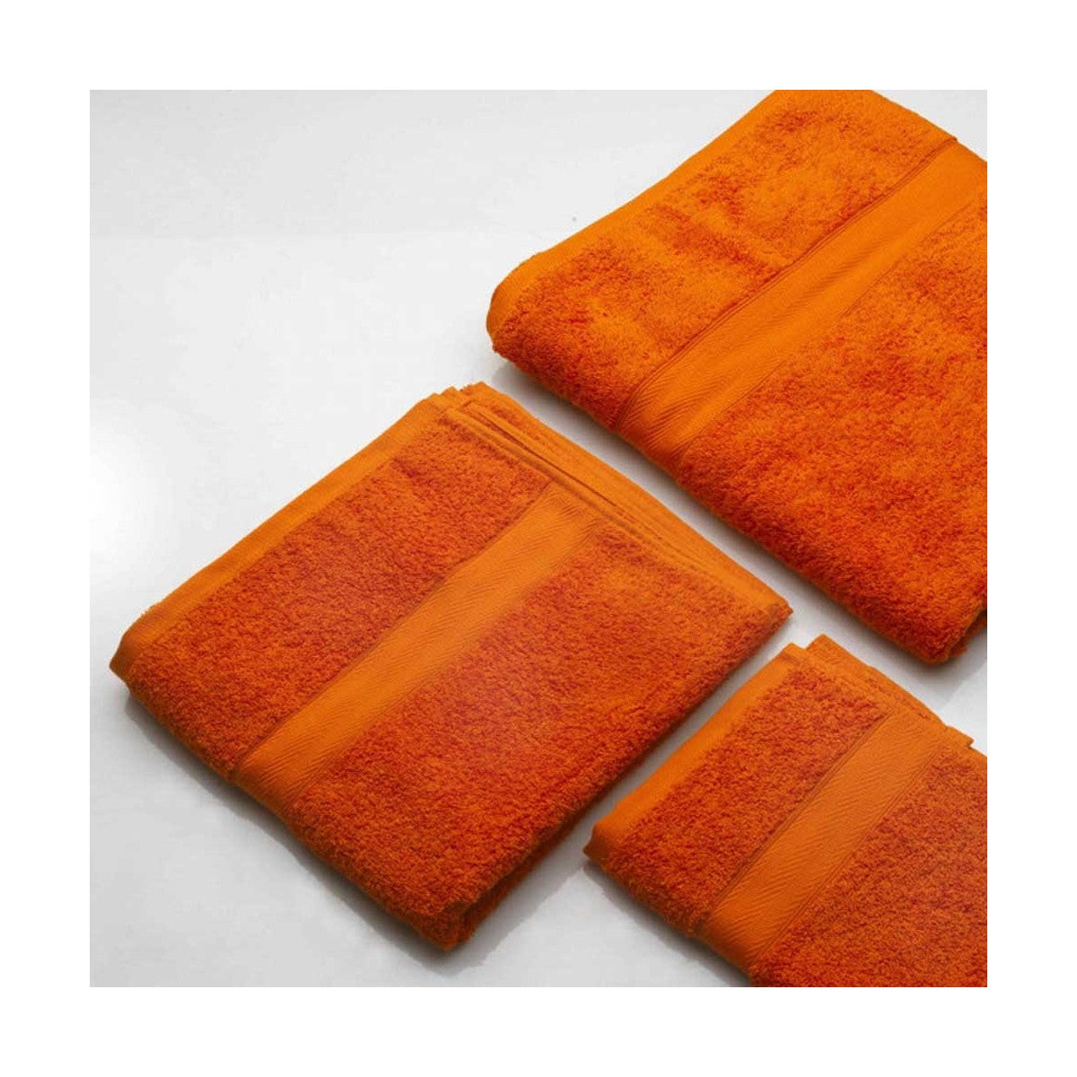 Set di asciugamani per il bagno in cotone di colore arancio, colore arancio