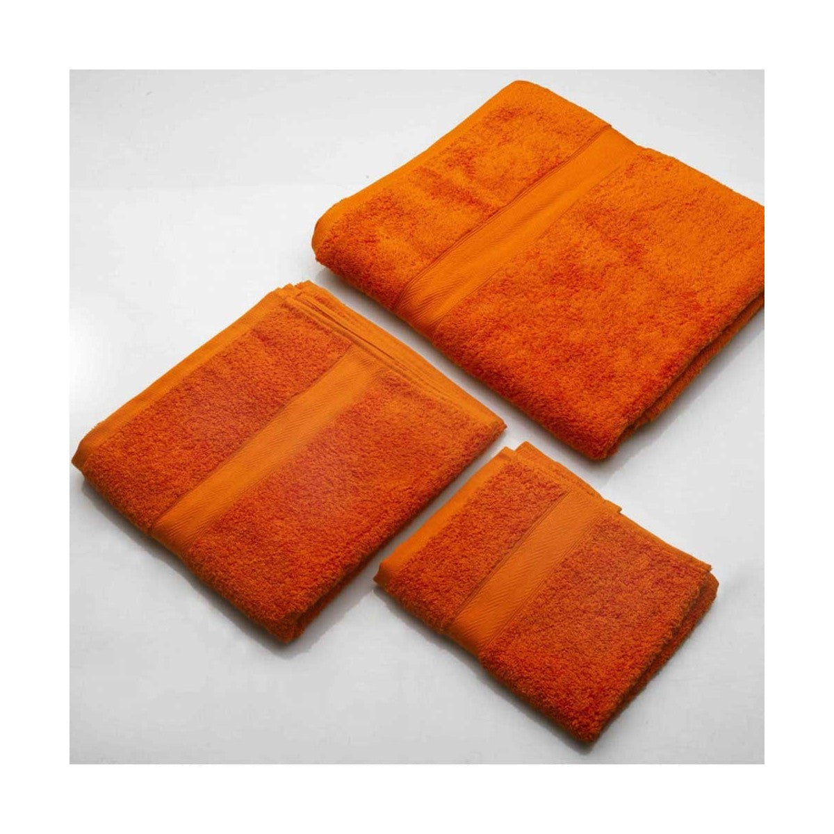 Set di asciugamani per il bagno in cotone di colore arancio, colore arancio