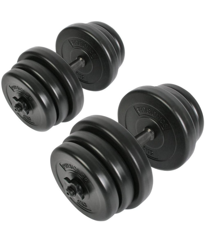 Set Di Manubri Componibili Pesi Regolabili Fitness Palestra Dumbbell 15 Kg Total         