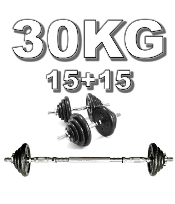 Set Di Manubri Regolabili Dumbbell Bilanciere 30 Kg Tot Regolabile Body Building         