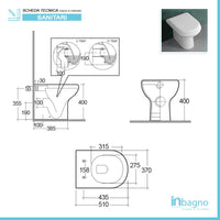 Set di Sanitari filomuro Rak serie Compact con sedile avvolgente