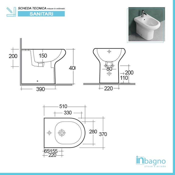 Set di Sanitari filomuro Rak serie Compact con sedile avvolgente