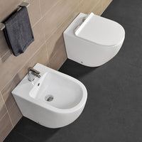 Sanitari Filomuro Rimless Serie Tokyo wc senza brida + bidet + copriwc rallentato